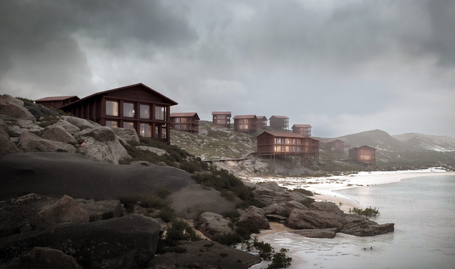 Graphic depicting a hexagonal cropped photo of an interior room design with grid lines along its borders.