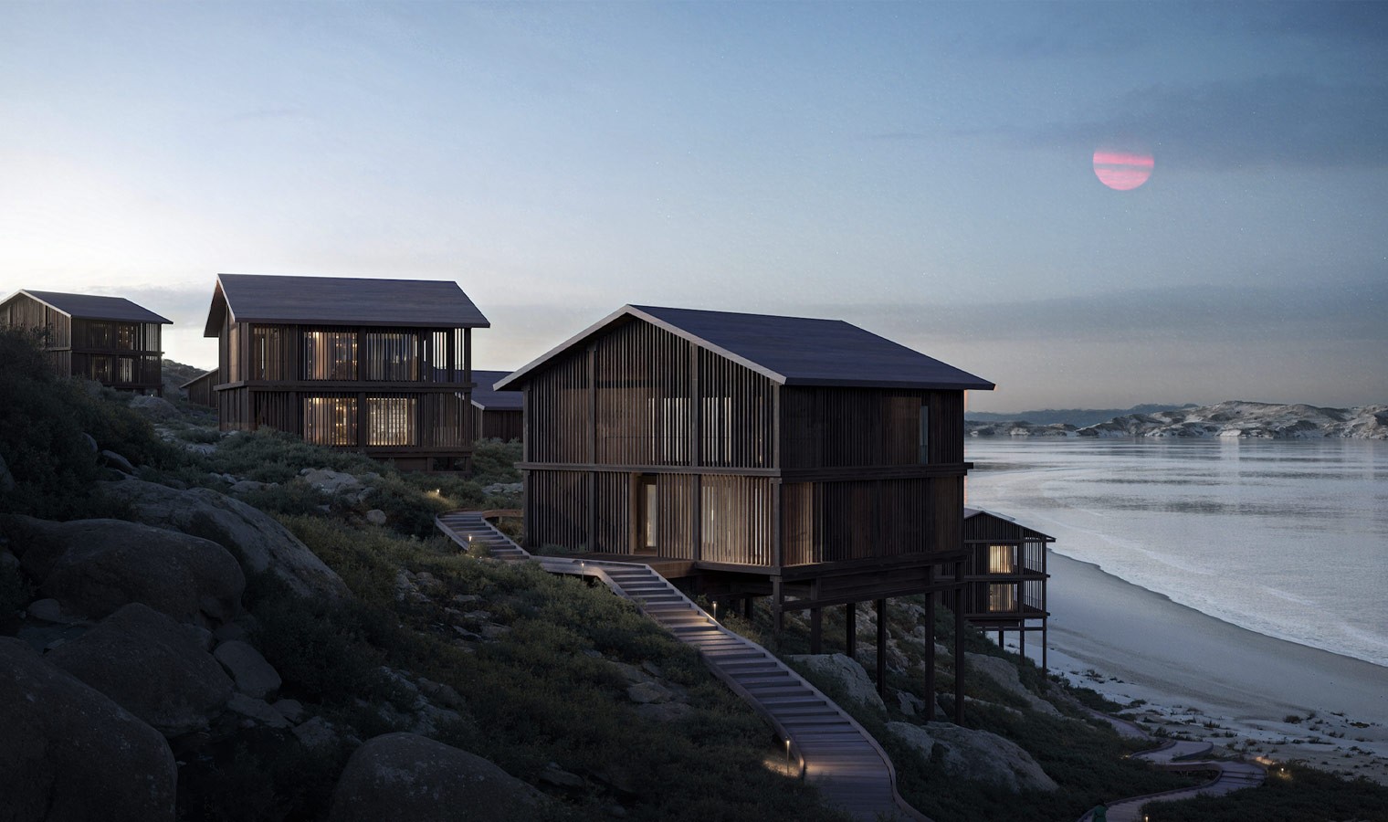 Graphic depicting a hexagonal cropped photo of an interior room design with grid lines along its borders.