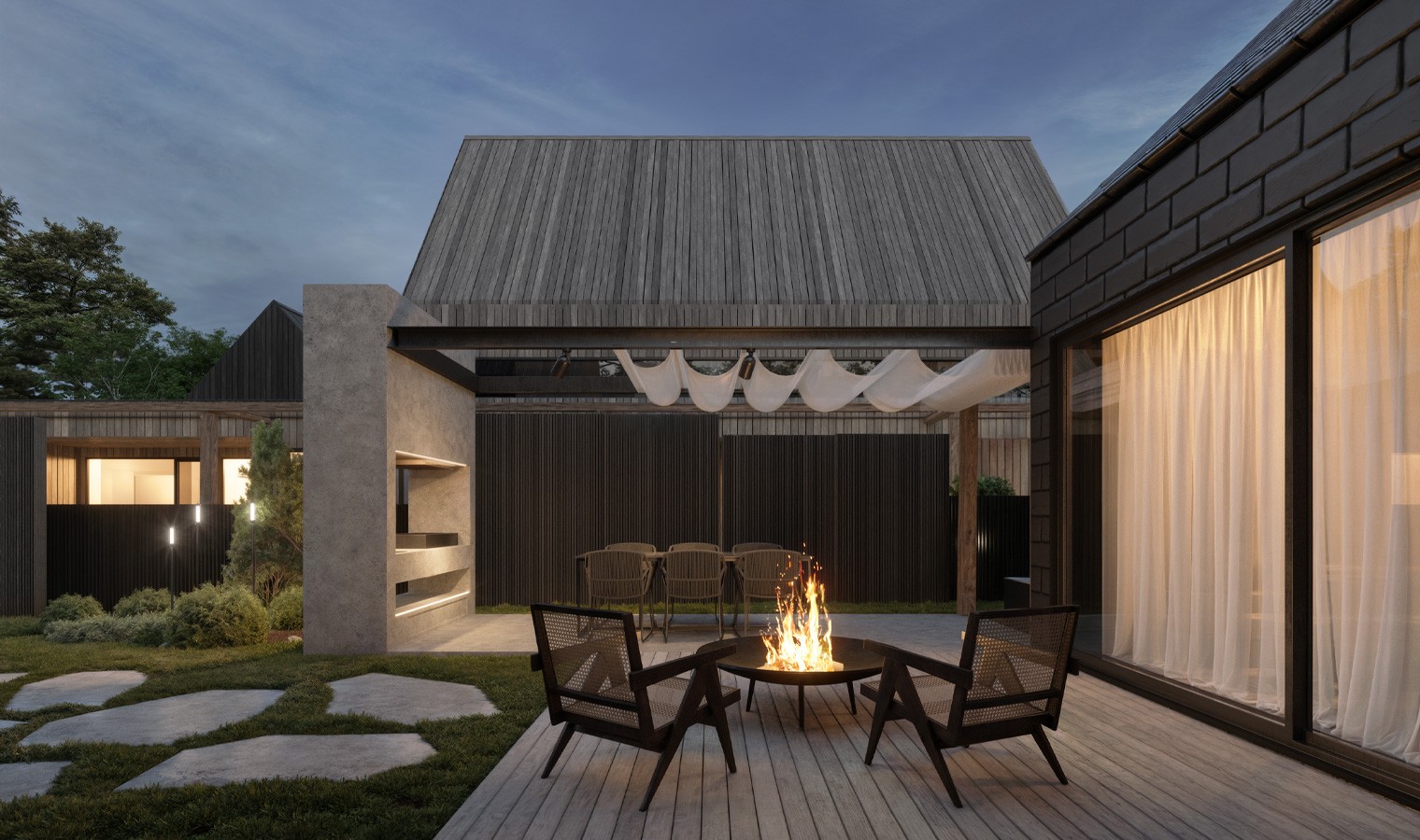 Stationery design of letterhead and business cards for the company Anders on top of a blurred photo of a house interior.