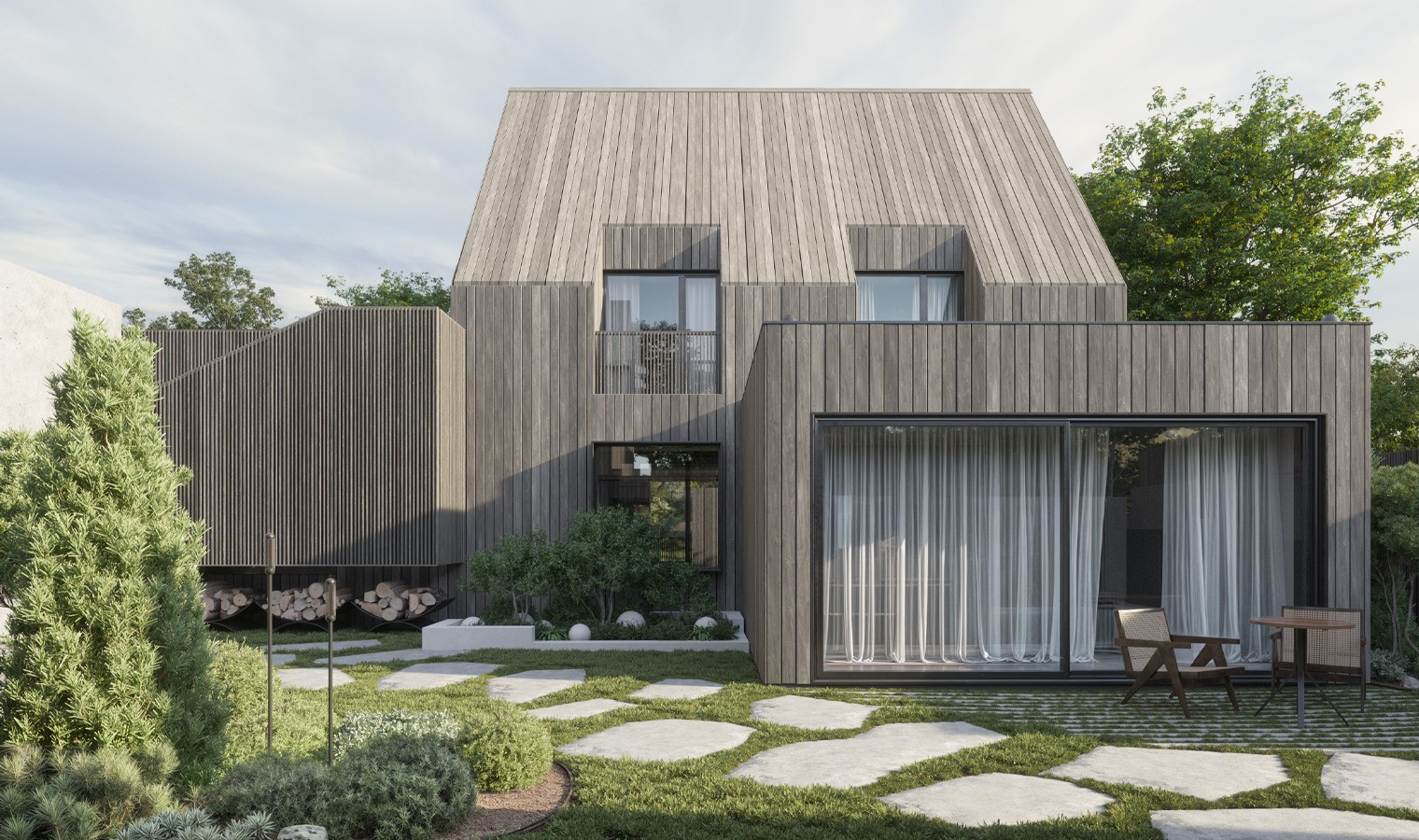 Anders brand wordmark in white placed on top of an image of a modern interior design.